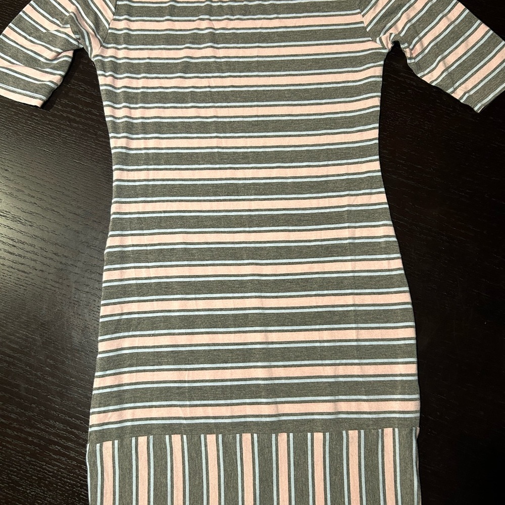 LuLaRoe Striped Mini Dress - Pink, Gray, White